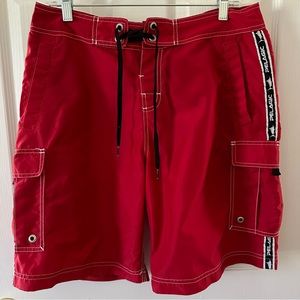 Pelagic Men’s Swim Shorts Swim Trunk Red and Black Sz 32
